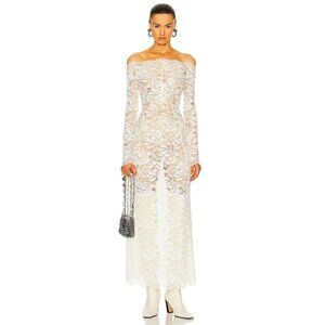 Paco Rabanne White Lace Long Sleeve Dress